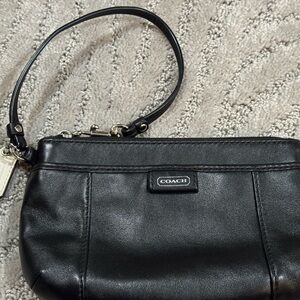 Coach Black Leather Clutch Wristlet